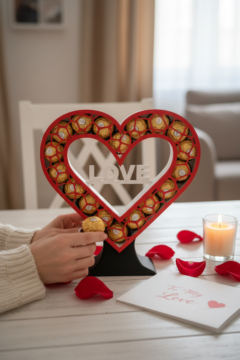 Imagem UGC do coração porta-chocolates "LOVE" - Dia dos Namorados