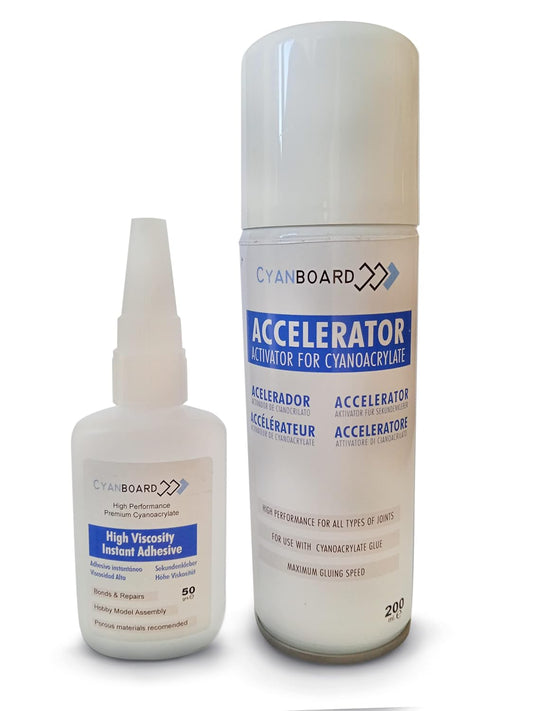KIT Cola Cianoacrilato 50g + Activador Cyanboard 200ml - Cyanboard