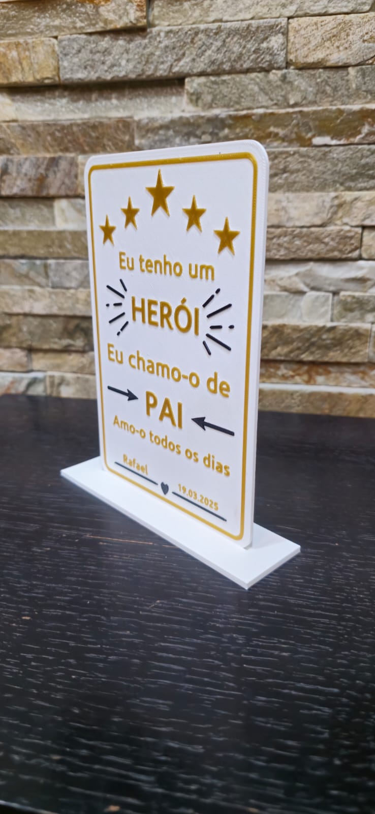 Placa Decorativa Personalizada - "Meu Pai, Meu Herói"