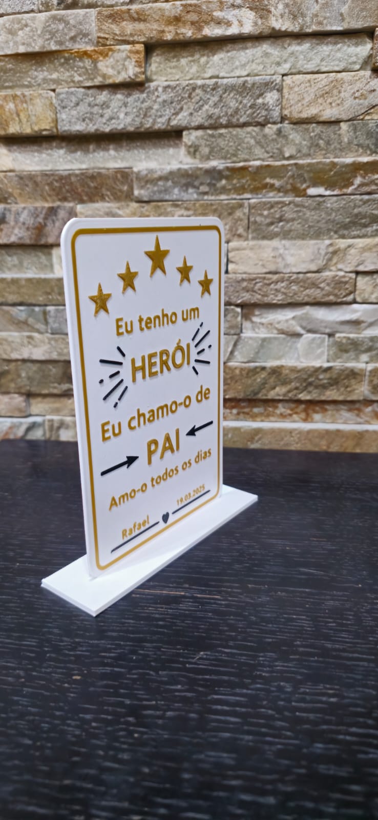 Placa Decorativa Personalizada - "Meu Pai, Meu Herói"