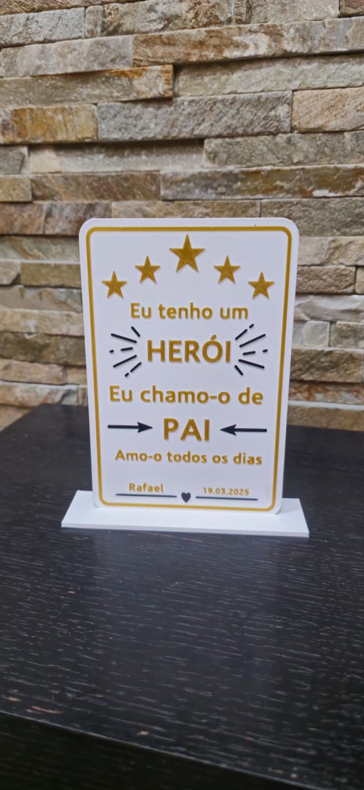 Placa Decorativa Personalizada - "Meu Pai, Meu Herói"
