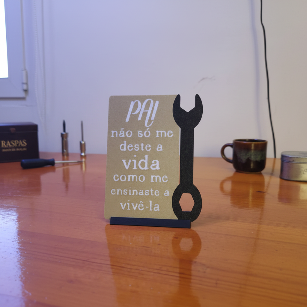 Fotografia lifestyle da placa decorativa para o Pai