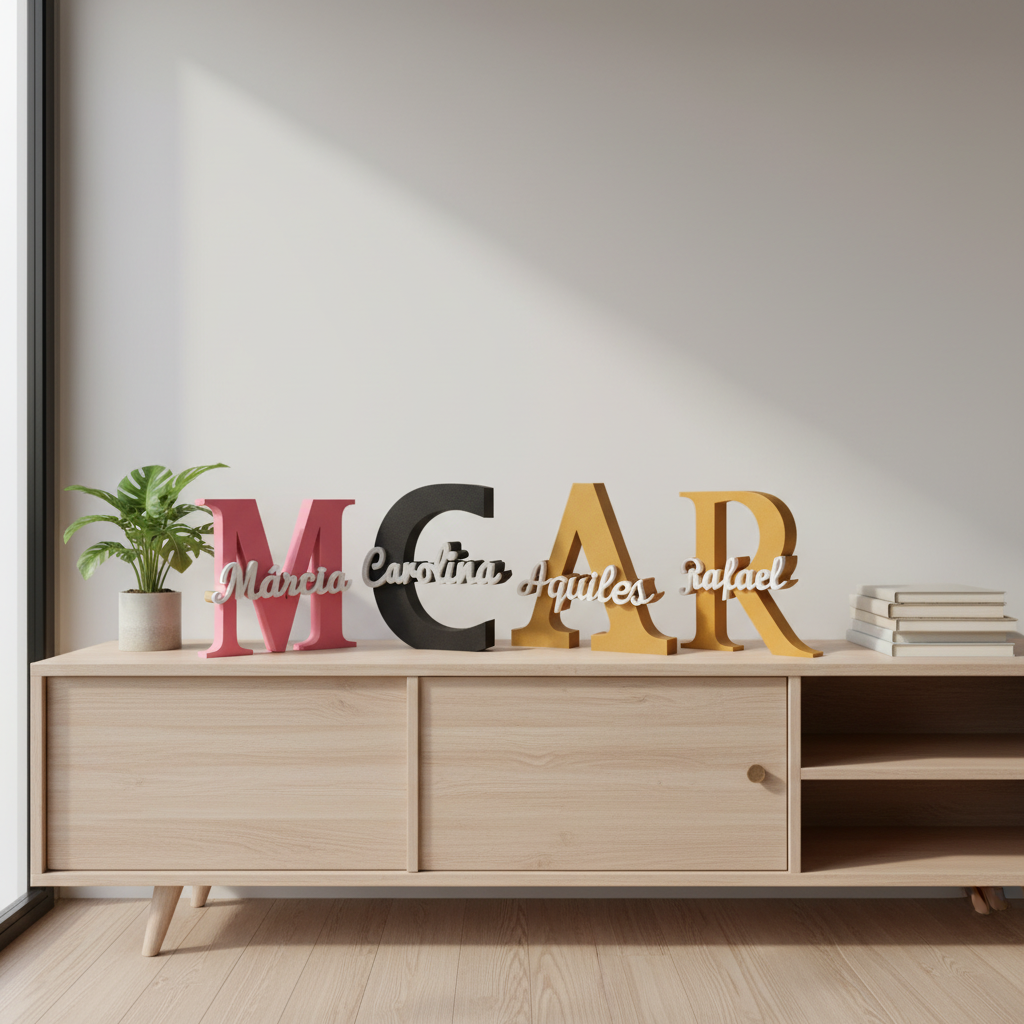 Fotografia lifestyle de letras 3D personalizadas