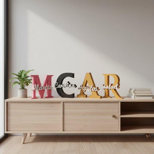 Fotografia lifestyle de letras 3D personalizadas