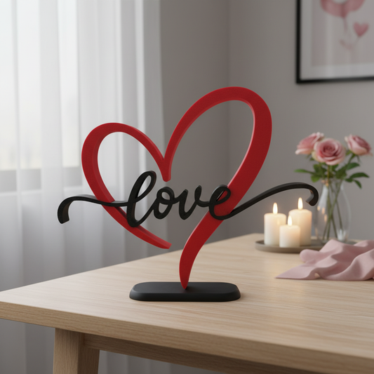 Imagem lifestyle da peça decorativa Love com coração