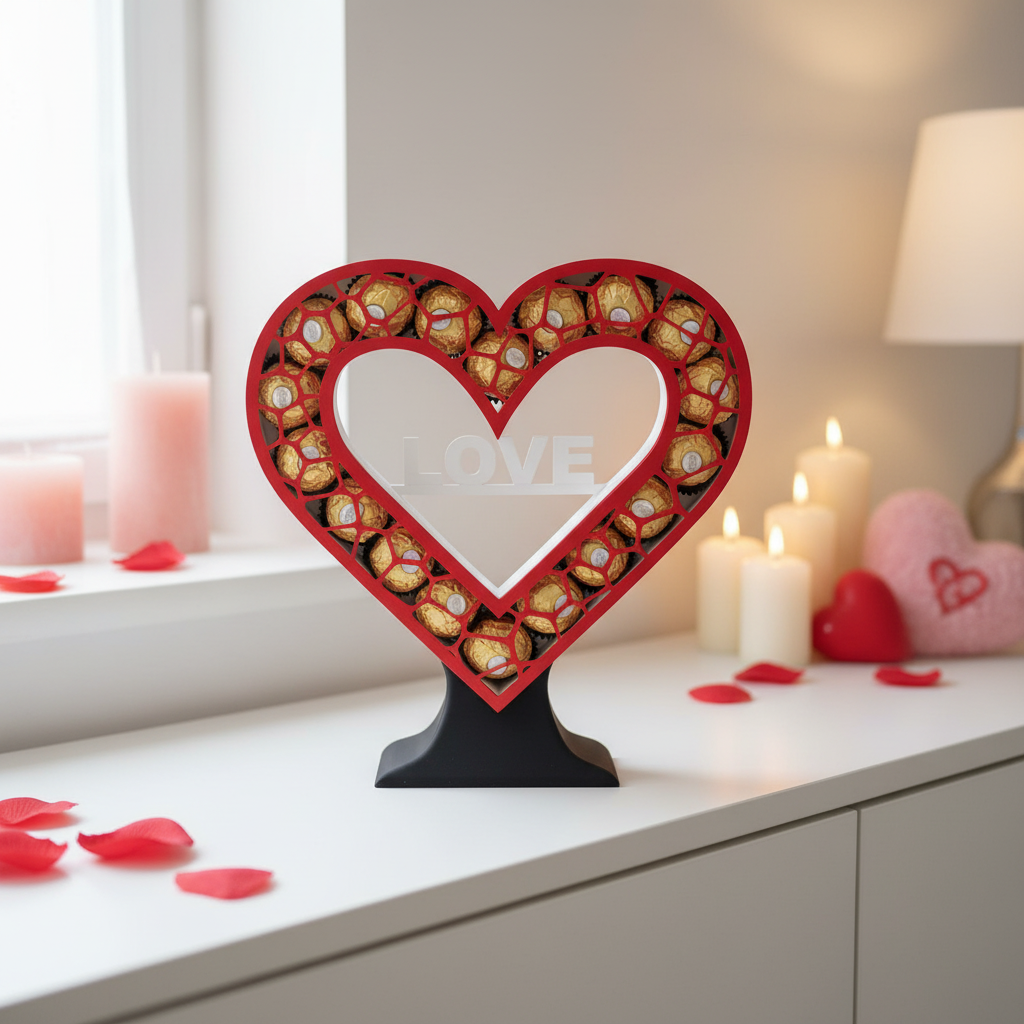 Imagem lifestyle do coração porta-chocolates "LOVE"