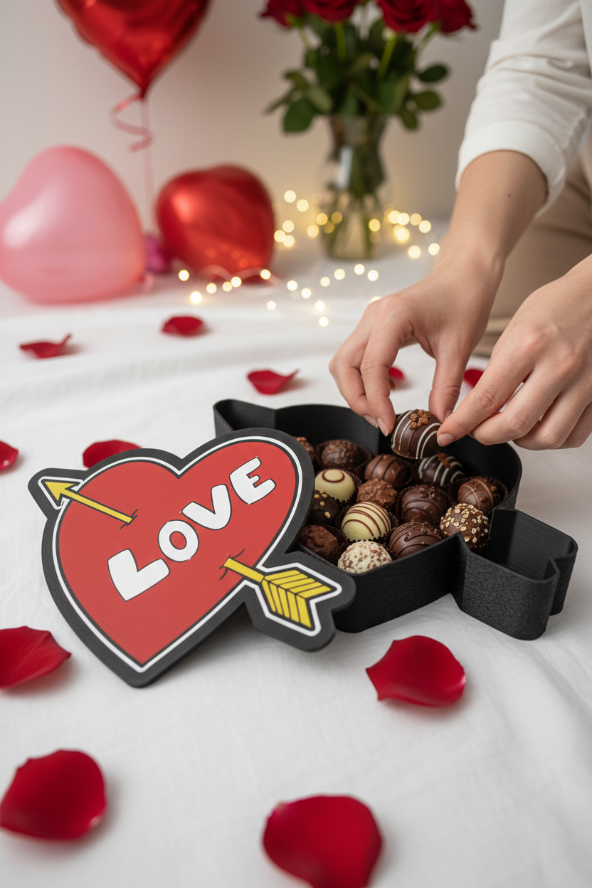 Imagem UGC da caixa coração "LOVE" com bombons - Dia dos Namorados