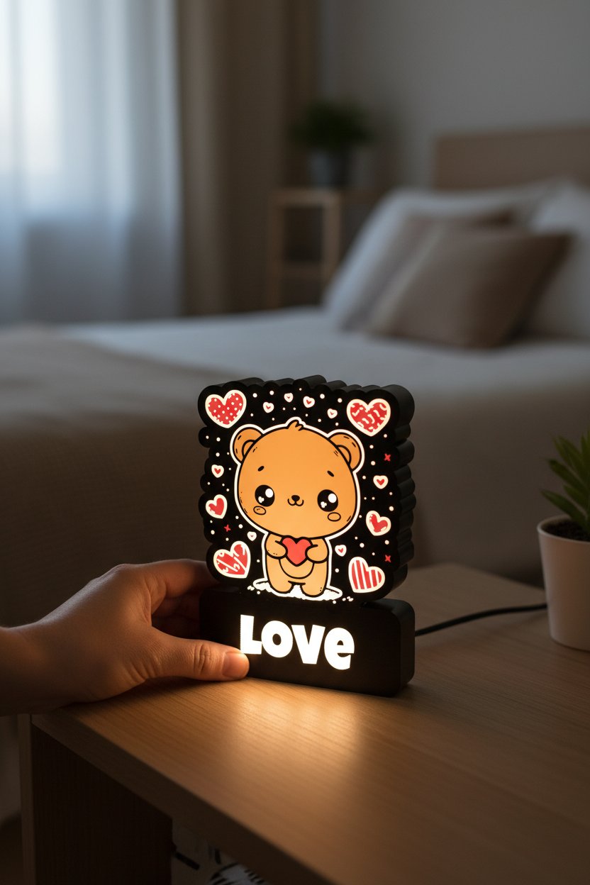 Imagem UGC da luminária "Love" com ursinho