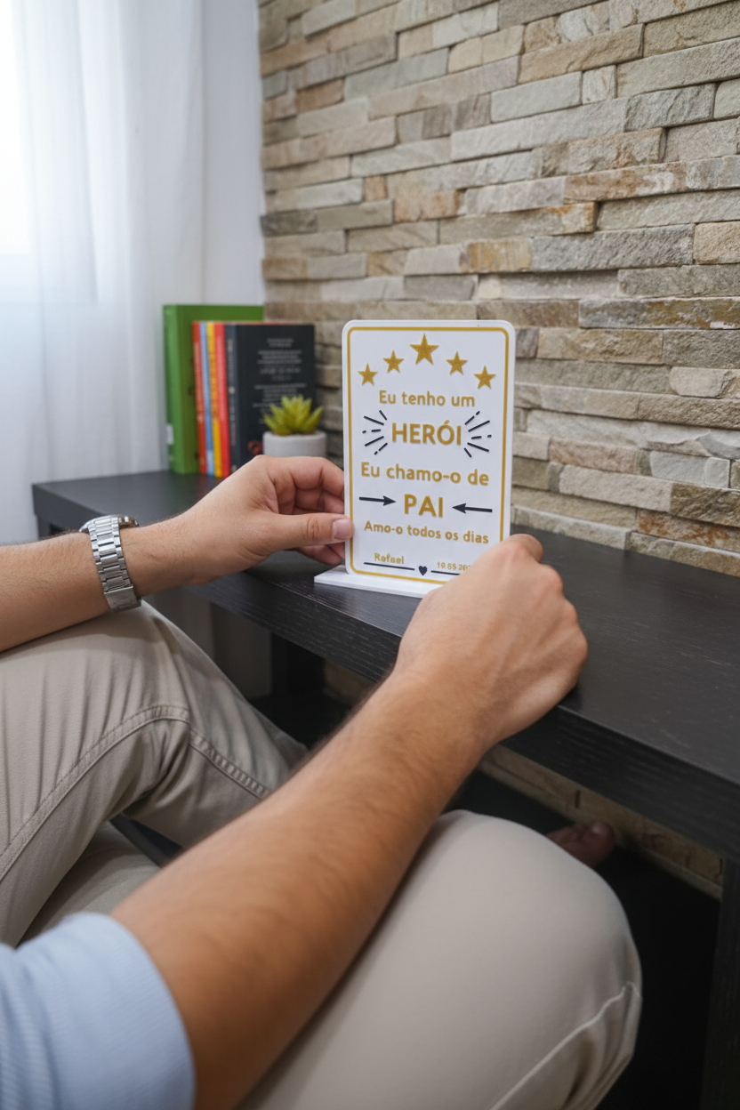 Imagem UGC da placa "Eu tenho um Herói"