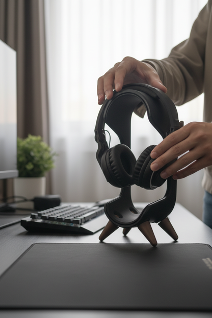 Imagem UGC do suporte de headphones em uso