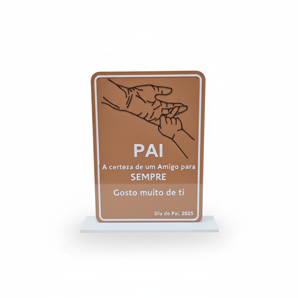 Packshot profissional da placa "Dia do Pai"