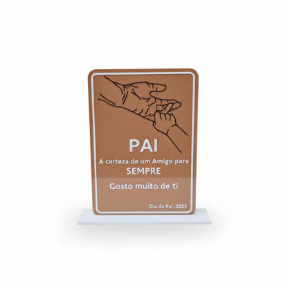 Packshot profissional da placa "Dia do Pai"